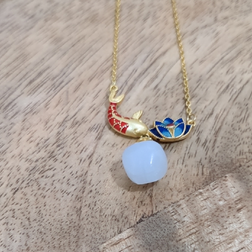 Koi Fish And Lotus Necklace